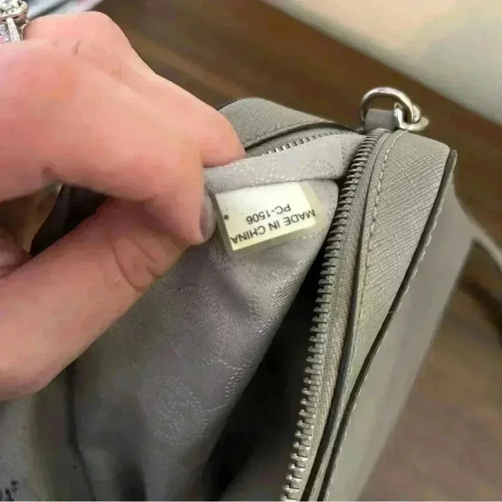 Michael Kors Jet Set Saffiano Leather Crossbody Bag Grey